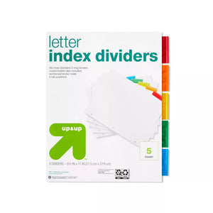 5ct Letter Index Dividers - up & up™