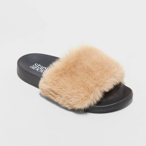 Women's Annika Single Band Fur Slide Slippers