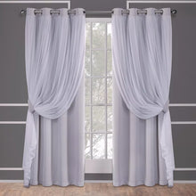 Load image into Gallery viewer, 63&quot; Caterina Layered Blackout with sheer Lace top Curtain Panels (Set of 2) - Exclusive Home