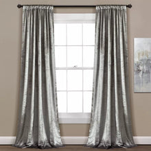 Load image into Gallery viewer, 84&quot;L Light Filtering Velvet Dream Bells Curtain Panels Silver (Set of 2)- Lush Décor