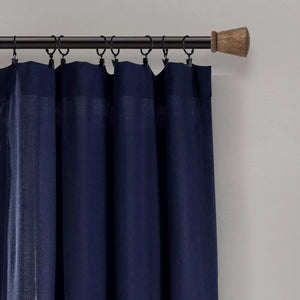 84"L Light Filtering Farmhouse Linen Button Curtain Panels (Set of 2) - Lush Décor