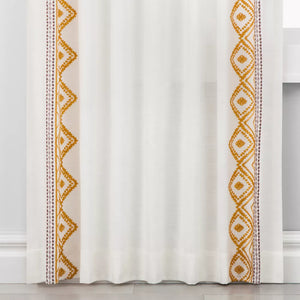 84"L Light Filtering Global Border Curtain Panels (Set of 2) White/Yellow - Opalhouse™