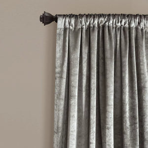 84"L Light Filtering Velvet Dream Bells Curtain Panels Silver (Set of 2)- Lush Décor