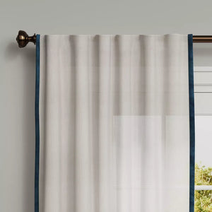 84"L Light Filtering Marlow Velvet Trim Curtain Panels (Set of 2) - Threshold™