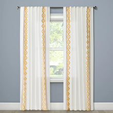 Load image into Gallery viewer, 84&quot;L Light Filtering Global Border Curtain Panels (Set of 2) White/Yellow - Opalhouse™