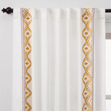 Load image into Gallery viewer, 84&quot;L Light Filtering Global Border Curtain Panels (Set of 2) White/Yellow - Opalhouse™