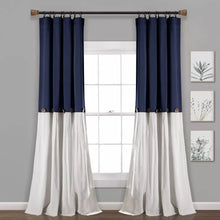 Load image into Gallery viewer, 84&quot;L Light Filtering Farmhouse Linen Button Curtain Panels (Set of 2) - Lush Décor