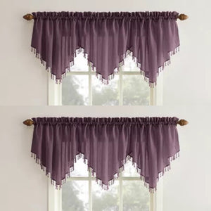 24"x51" Erica Crushed Sheer Voile Ascot Valance (Set of 2) - No. 918