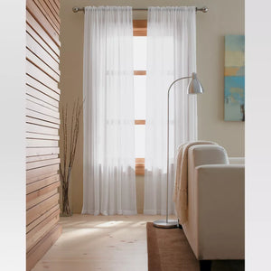 84''L Sheer Chiffon Curtain Panels White - Threshold™ (Set of 2)