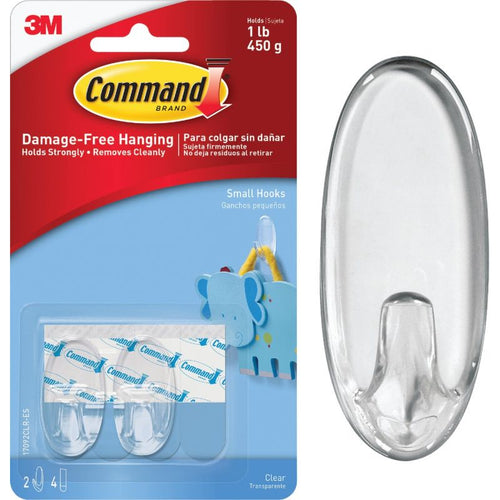 3M 1 lb. Command Clear Adhesive Hook Clear (Set of 2)
