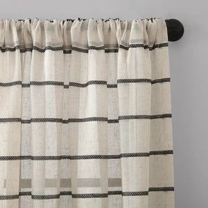 95''L Twill Stripe Sheer Anti-Dust Curtain Panels (set of 2)